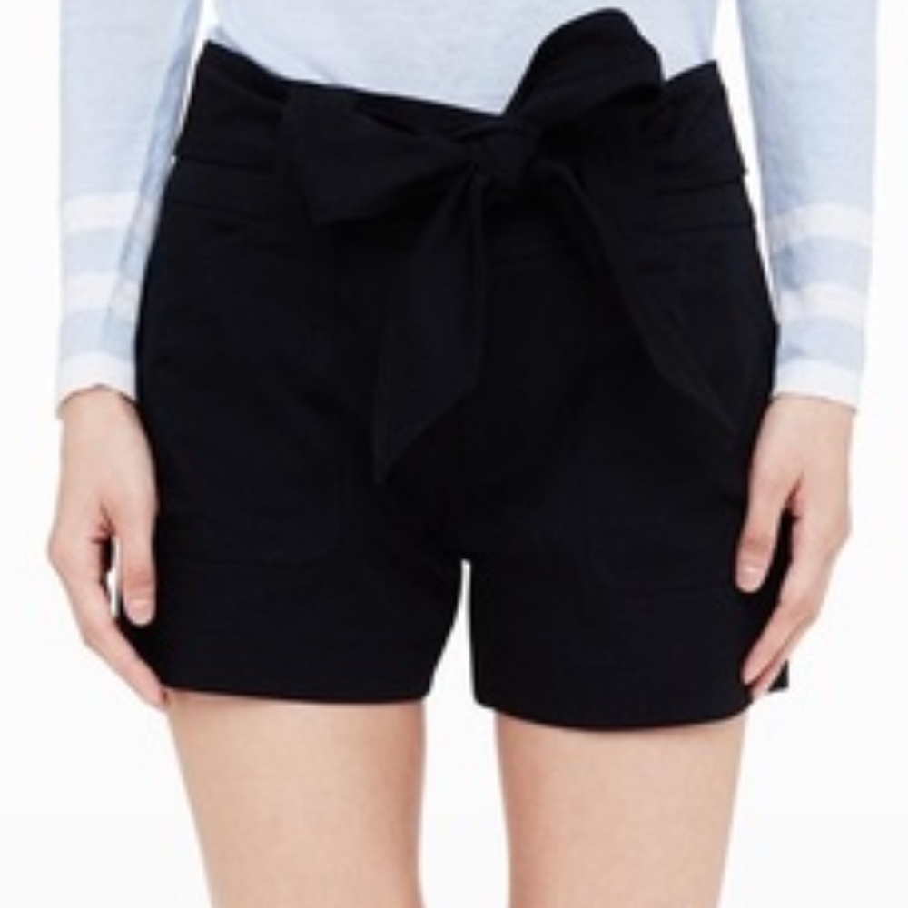 Club Monaco Tie Waist Short, Black, Size 2